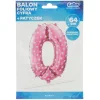 BALON FOLIOWY 64 CM CYFERKA 0 GODAN RÓŻOWY W SERDUSZKA