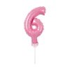 BALON FOLIOWY NA PATYCZKU 13CM GODAN CYFRA 6 RÓŻOWY