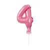 BALON FOLIOWY NA PATYCZKU 13CM GODAN CYFRA 4 RÓŻOWY