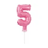BALON FOLIOWY NA PATYCZKU 13CM GODAN CYFRA 5 RÓŻOWY