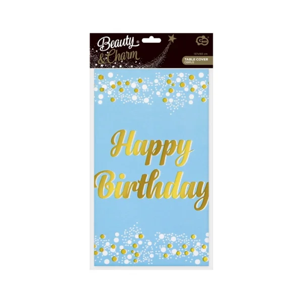 OBRUS FOLIOWY HAPPY BIRTHDAY JASNONIEBIESKI 137x183CM GODAN