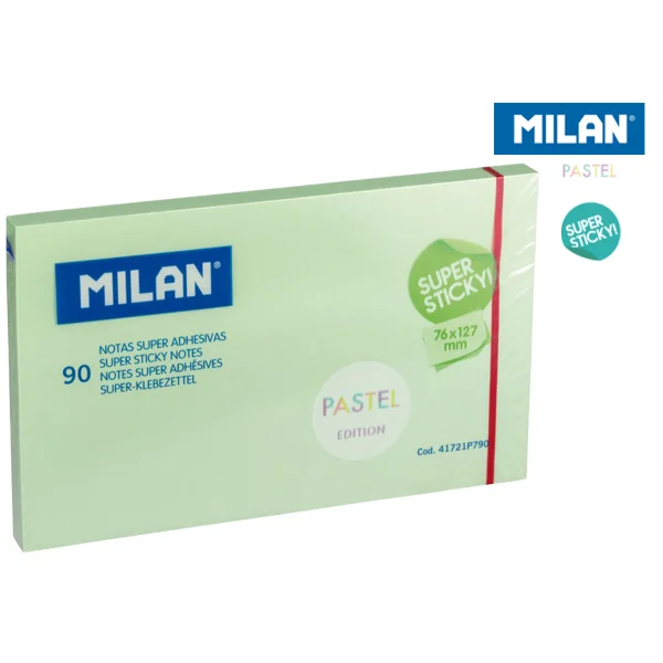 KARTECZKI SAMOPRZYLEPNE 76X127MM PASTEL ZIELONE MILAN 8411574089957