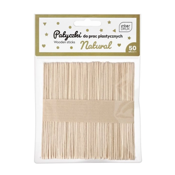 NATURALNE PATYCZKI DO PRAC PLASTYCZNYCH 113x10 50SZT INTERDRUK