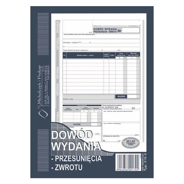 DRUK 316-3 DOWÓD WYDANIA-PRZESUNIĘCIA-ZWROTU 5906858001792