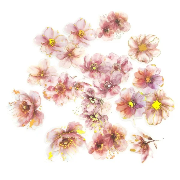 POŁYSKUJĄCE NAKLEJKI PET KWIATY 20SZT PINK BLUSH DPNK-262 DP CRAFT
