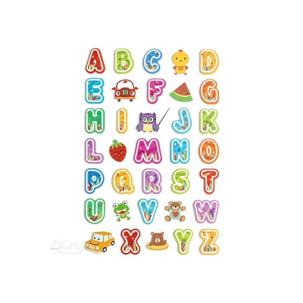 NAKLEJKI Z PIANKI Z BROKATEM KOLOROWY ALFABET 35SZT DPNK-239 DP CRAFT