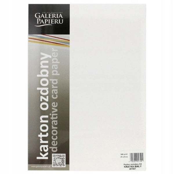 KARTON OZDOBNY A4 KARTKA BIAŁY 20 ARKUSZY 240 g/m² 201621