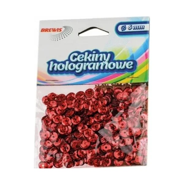 CEKINY HOLOGRAMOWE 6MM CZERWONY H20 BREWIS HIT!!!