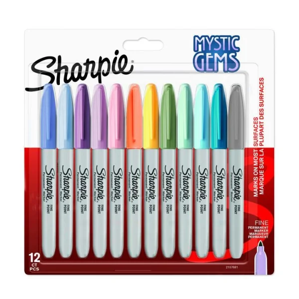 MARKERY PERMANENT FINE SHARPIE MYSTIC GEMS 12 SZT HIT!!!