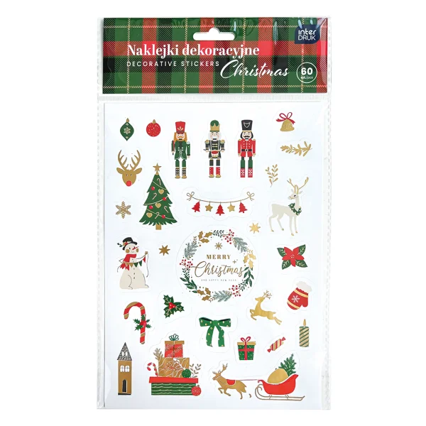 NAKLEJKI DEKORACYJNE 60SZT CHRISTMAS INTERDRUK HIT!!!