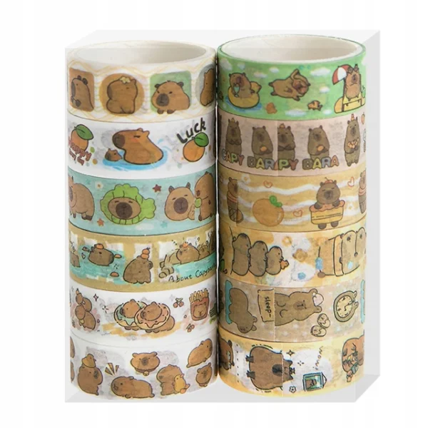 ZESTAW TAŚM WASHI KAPIBARA 1,5 CM X 2 M 12 SZT DPCA-031 DP CRAFT