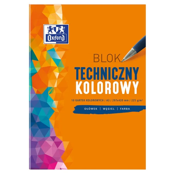 BLOK TECHNICZNY A3/10 KOLOROWY 220G OXFORD