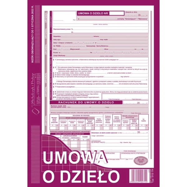 DRUK 510-1H UMOWA O DZIEŁO A4