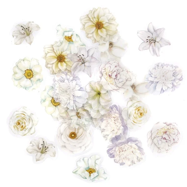 NAKLEJKI PET KWIATY 30SZT MOONLIGHT WHITE DPNK-263 DP CRAFT
