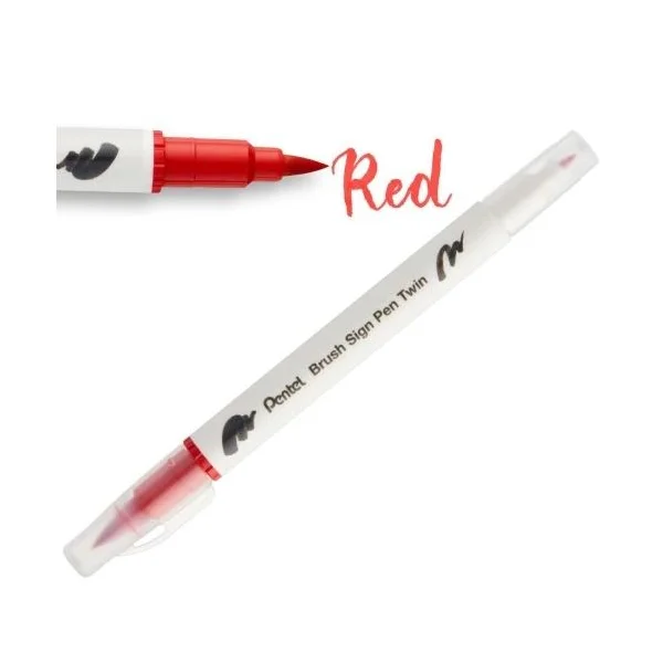 DWUSTRONNY PISAK PĘDZELKOWY DO KALIGRAFII RED PENTEL