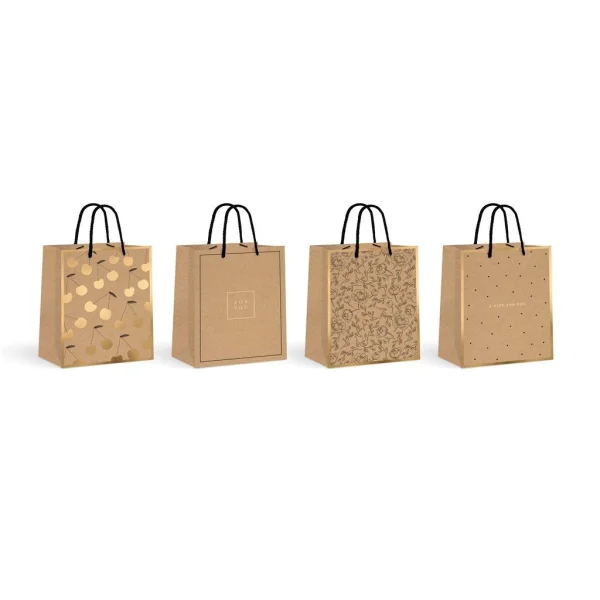 TOREBKA PREZENTOWA MAŁA KRAFT GOLD INTERDRUK 18X23X10 CM