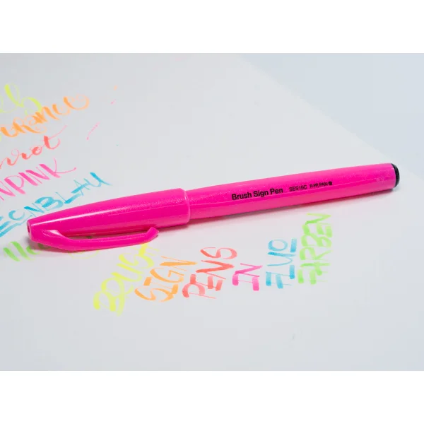 PISAK PĘDZELKOWY BRUSH SIGN PEN SES15C PENTEL FLUORESCENT PINK