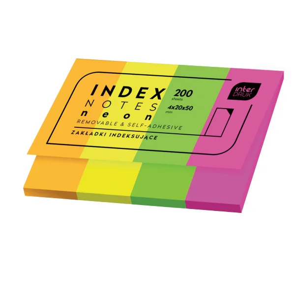 ZAKŁADKI INDEKSUJĄCE NEON 4X20X50 MM 200SZT INTERDRUK