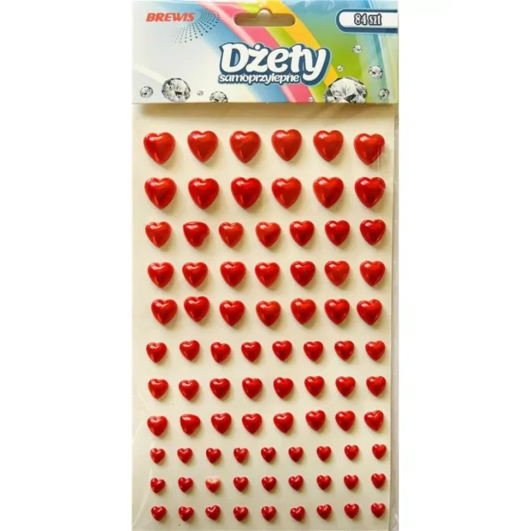 DŻETY SAMOPRZYLEPNE CZERWONE SERCA DS59 BREWIS