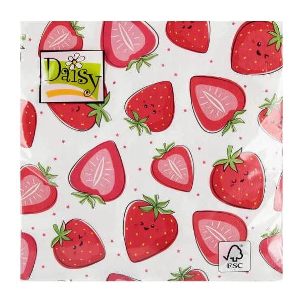 SERWETKI DAISY POL-MAK 33X33 ADORABLE STRAWBERRIES