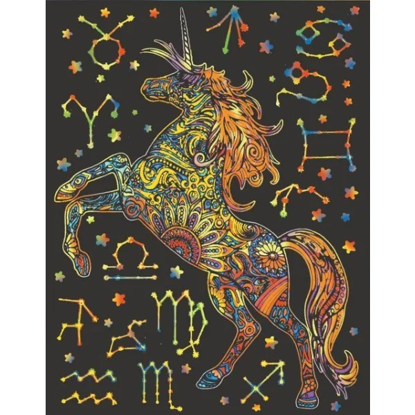 KOLOROWANKA WELWETOWA 47x35CM JEDNOROŻEC NIEBO COLORVELVET