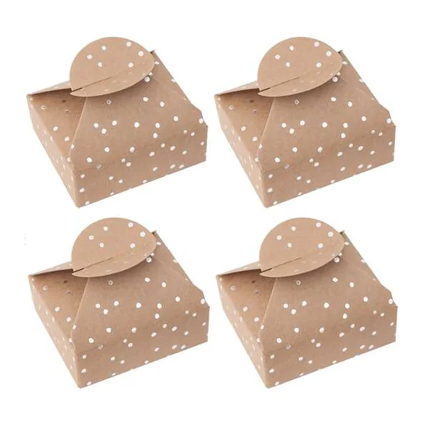 PUDEŁKA SKŁADANE CANDY BOX 6X7,5X2,5CM SREBRNE KROPECZKI 4 SZT DPBO-052 DP CRAFT