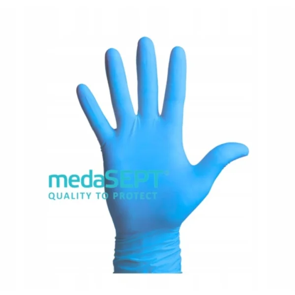 RĘKAWICE NITRYLOWE BEZPUDROWE NIEBIESKIE 100 SZT MEDASEPT ROZMIAR L