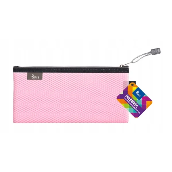 KOPERTA Z SUWAKIEM METALOWYM DL 24X12CM RÓŻ TETIS