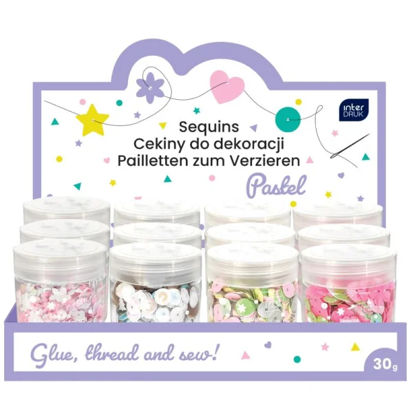 CEKINY DO DEKORACJI 30G PASTEL INTERDRUK