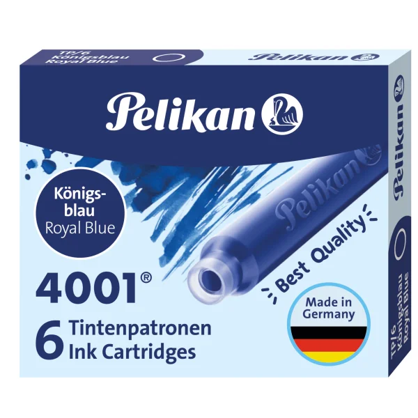 NABOJE ATRAMENTOWE KRÓTKIE 6SZT PELIKAN 4001 NIEBIESKIE