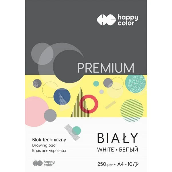 BLOK TECHNICZNY A4 BIAŁY 250G HAPPY COLOR