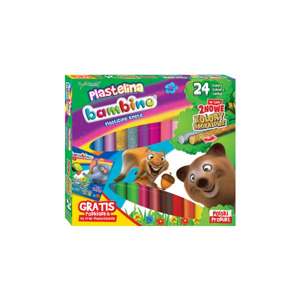 PLASTELINA 24 KOL Z PODKŁADKĄ BAMBINO