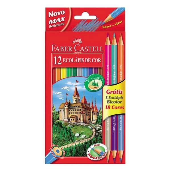 KREDKI 10KOL ZAMEK + 3 KREDKI DWUSTRONNE + TEMPERÓWKA FABER-CASTELL