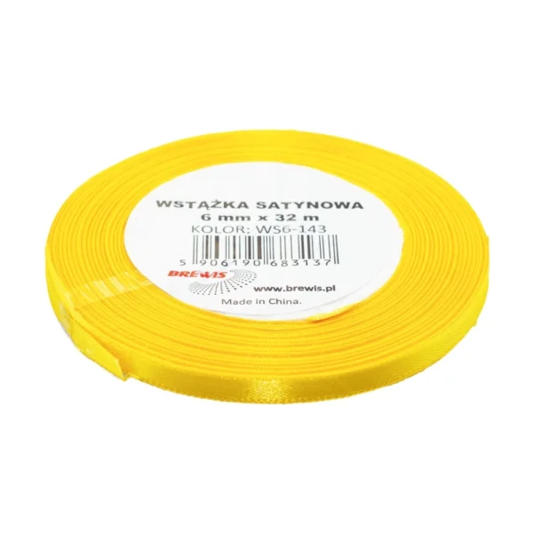WSTĄŻKA SATYNOWA 6MM X 32M WS6-143 BREWIS ŻÓŁTA 5906190683137