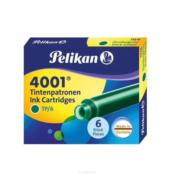 NABOJE ATRAMENTOWE KRÓTKIE 6SZT PELIKAN 4001 ZIELONE