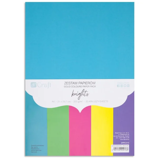 ZESTAW PAPIERÓW A4 220G 20SZT DP CRAFT BRIGHTS