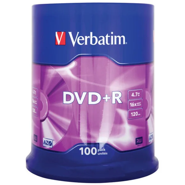 PŁYTY DVD+R 4,7GB 100SZT VERBATIM