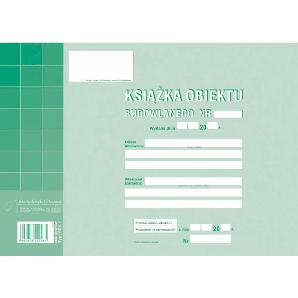 KSIĄŻKA OBIEKTU BUDOWLANEGO A5