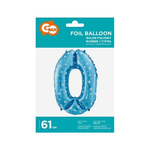 BALON FOLIOWY CYFRA 61CM GODAN NIEBIESKI W GWIAZDKI 0