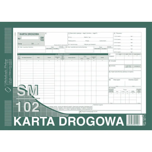 KARTA DROGOWA A4 SM 102