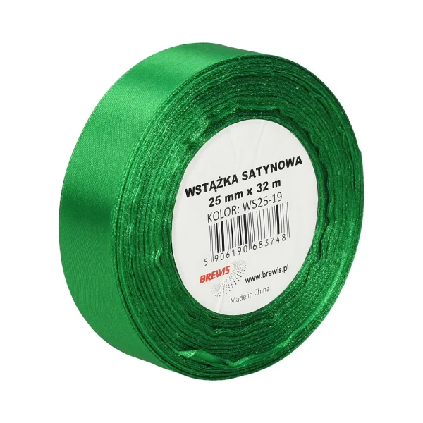 WSTĄŻKA SATYNOWA 25MM X 32M WS25-19 BREWIS ZIELONA