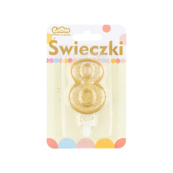 ŚWIECZKA URODZINOWA CYFERKA 8 GODAN ZŁOTY KONTUR
