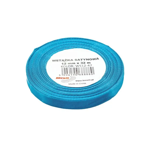 WSTĄŻKA SATYNOWA 12MM X 32M WS12-47 BREWIS TURKUSOWY