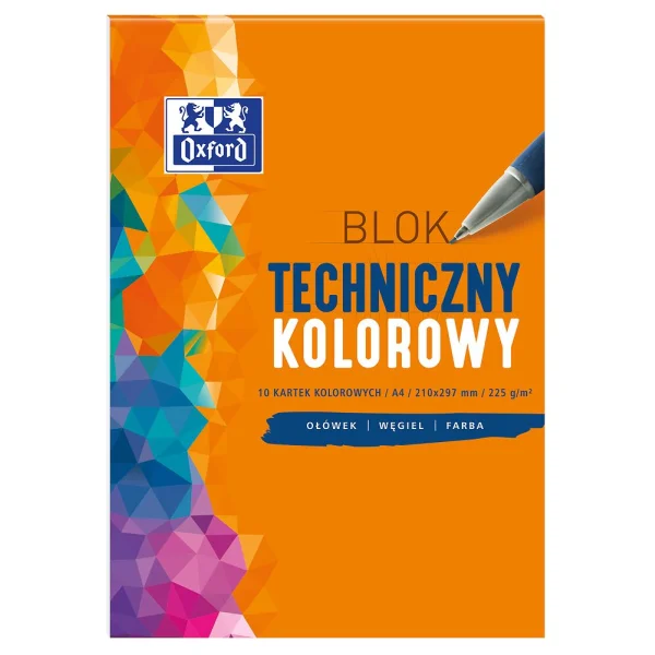 BLOK TECHNICZNY A4/10 KOLOROWY 220G OXFORD