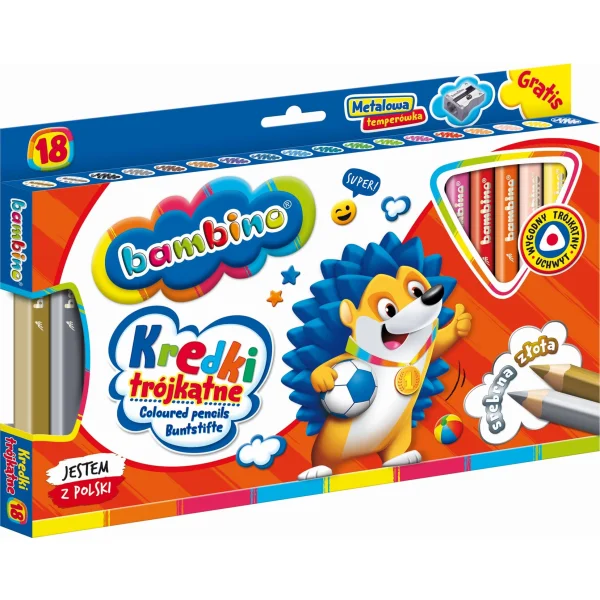 KREDKI BAMBINO 18KOL TRÓJKĄTNE W OPRAWIE DREWNIANEJ