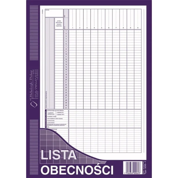 DRUK 506-1 LISTA OBECNOŚCI 5906858000603