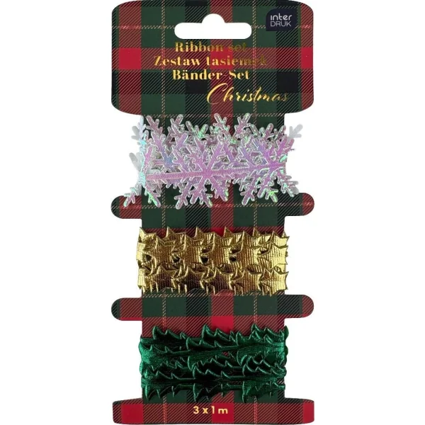 ZESTAW TASIEMEK SHAPES 3x1M CHRISTMAS INTERDRUK