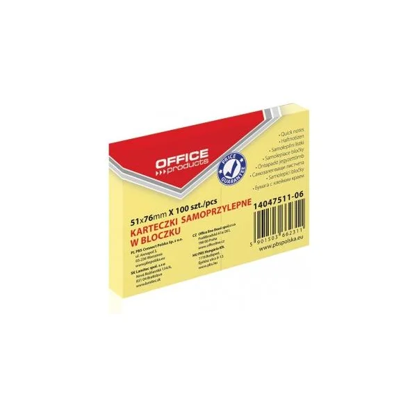 BLOCZEK SAMOPRZYLEPNY 51X76MM 100 OFFICE PRODUCTS