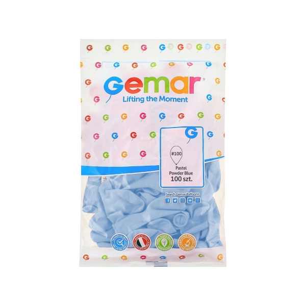 BALONY PASTEL 12" PUDROWE BŁĘKITNE 108 100SZT GEMAR