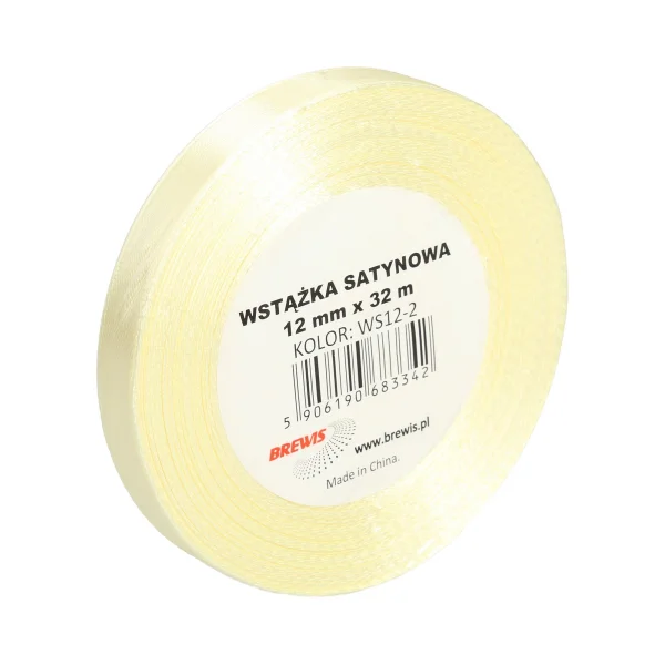 WSTĄŻKA SATYNOWA 12MM X 32M WS12-2 BREWIS ECRU